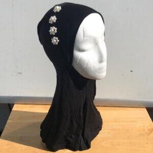 Black Fancy Pearl Decoration Ninja Hijab